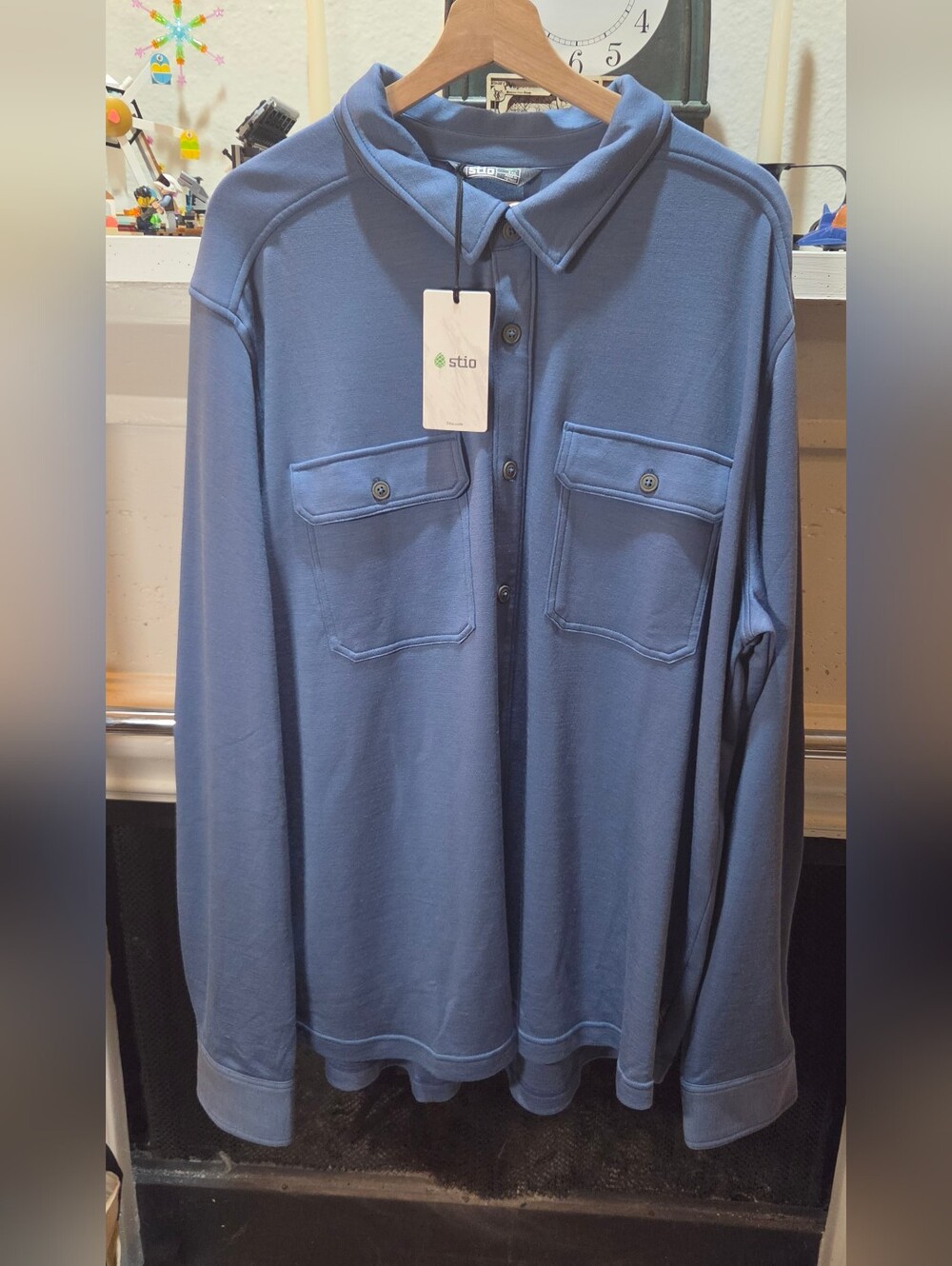 Stio Alpin Midweight Merino Wool Blend Shirt Jacket Blue Men's XXL NWT - Picture 1 of 7